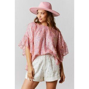 Pop The Bubbly Sequin Top in Pink